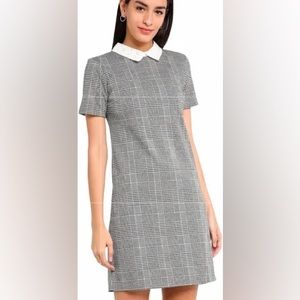 Zara plaid white pearl collar dress- M